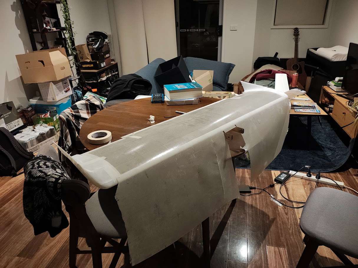 Fiberglass skinning of wing