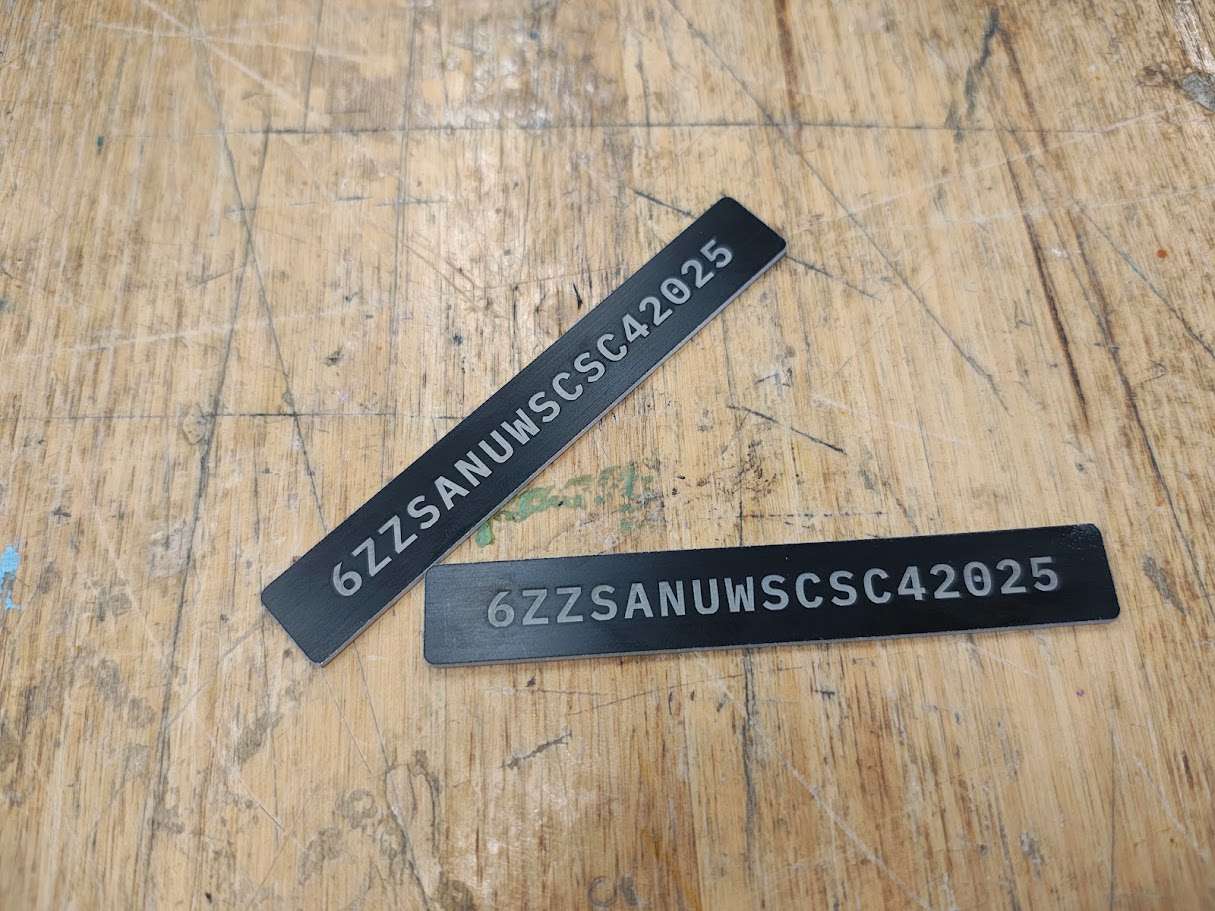 Laser engraved VIN plates